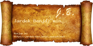 Jardek Benjámin névjegykártya